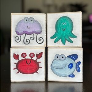 Set of four cute Colorful Sea Creature shelf sitters